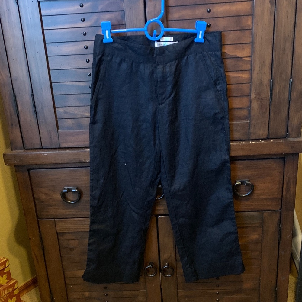 Old Navy Black Linen Cropped Pants